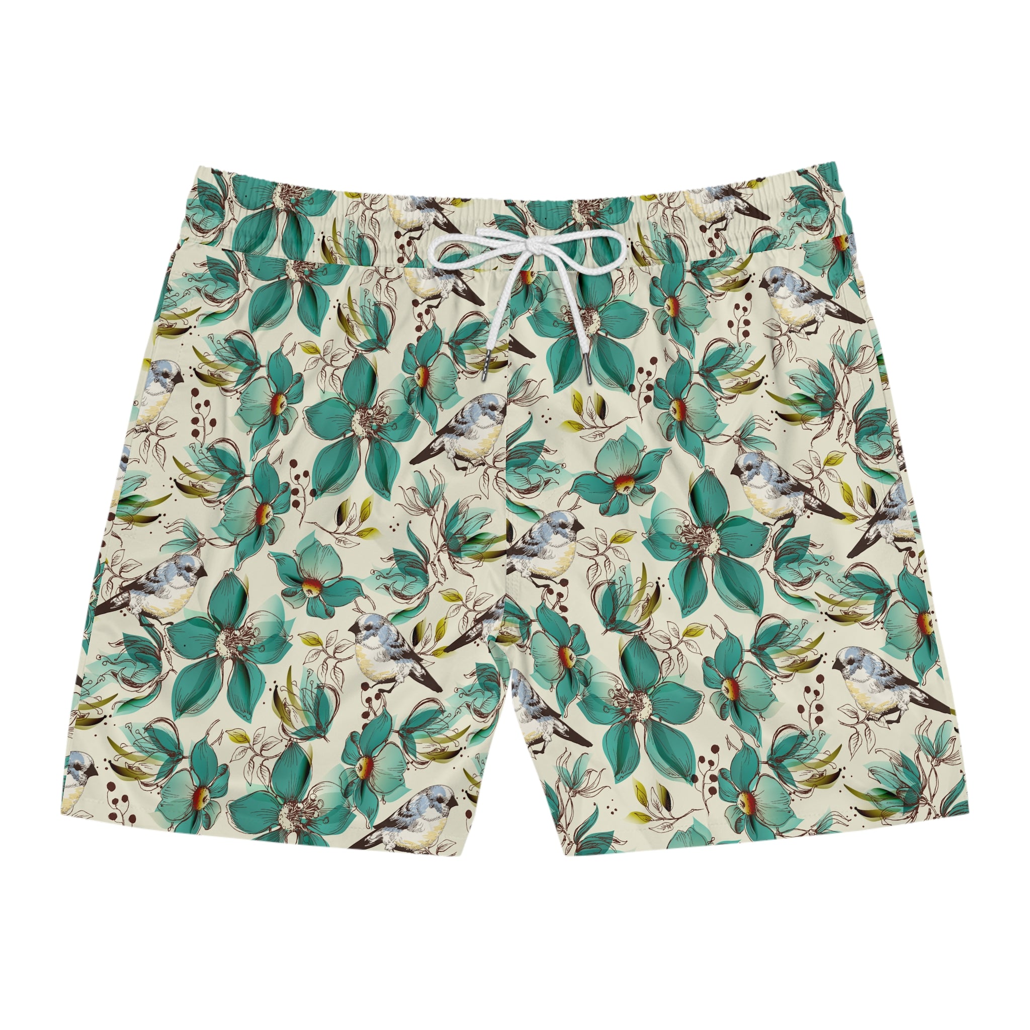 Men's Teal Floral Songbird Swim Shorts