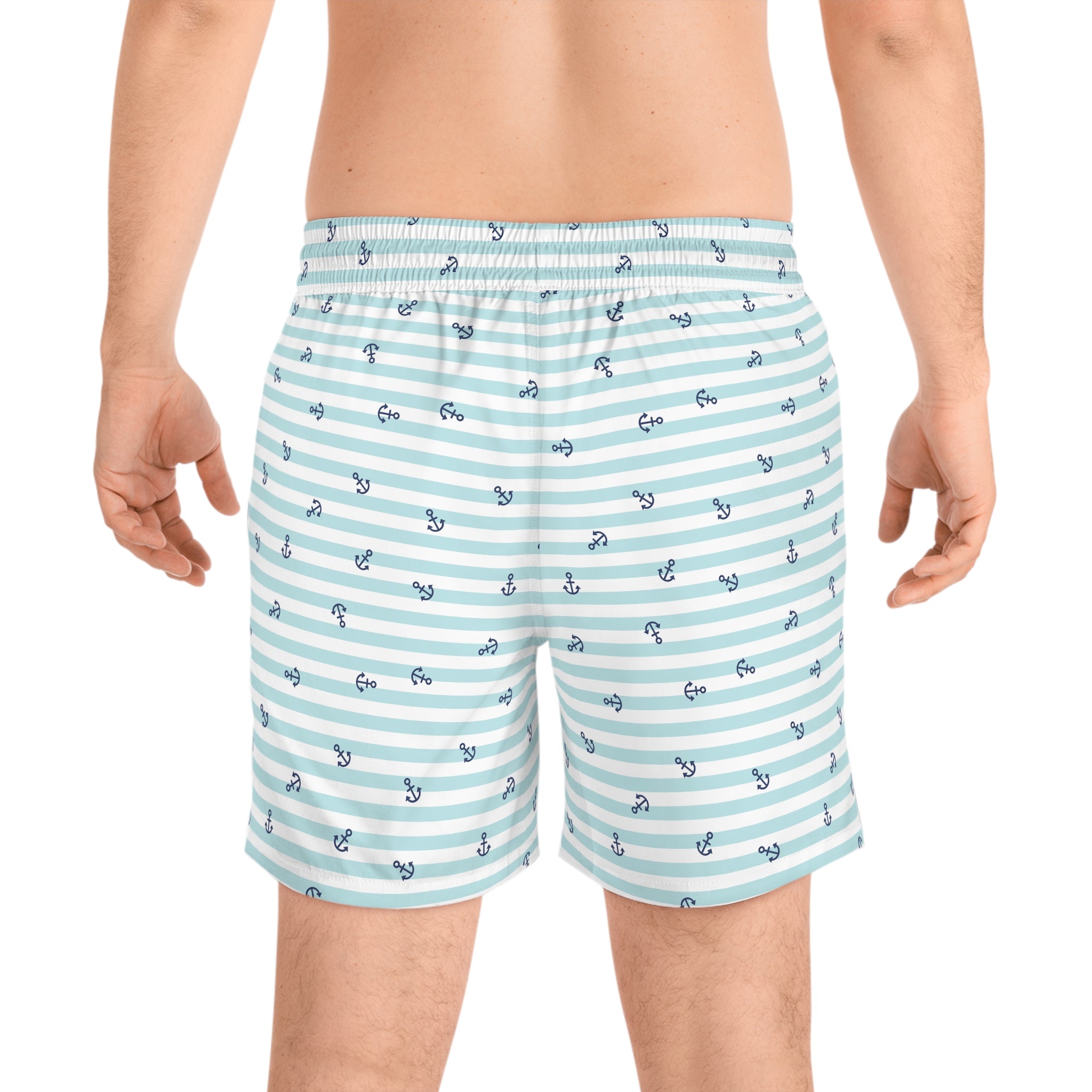 Men's Nautical Anchor Stripe Swim Shorts