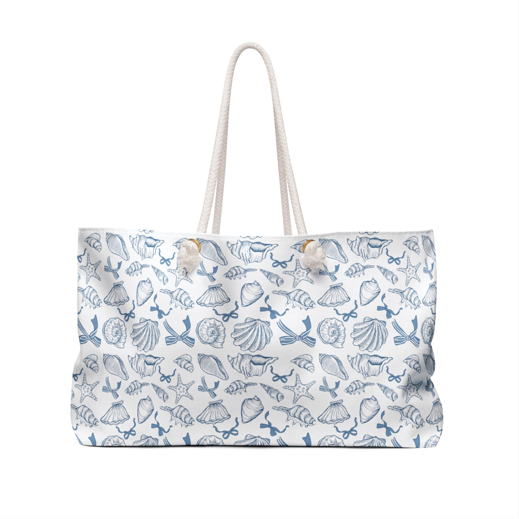 Seashell Pattern Weekender Bag — Coastal Beach Tote for Weekend Getaways