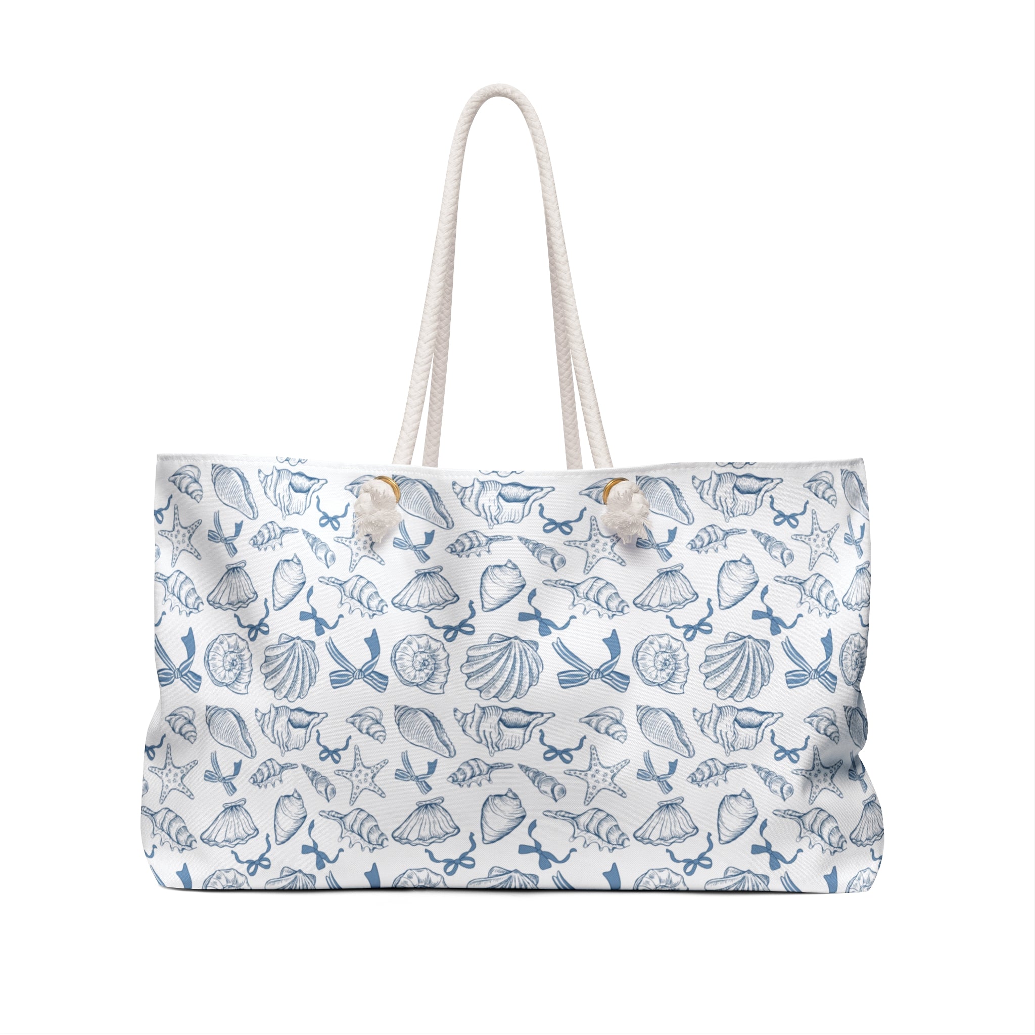Seashell Pattern Weekender Bag — Coastal Beach Tote for Weekend Getaways