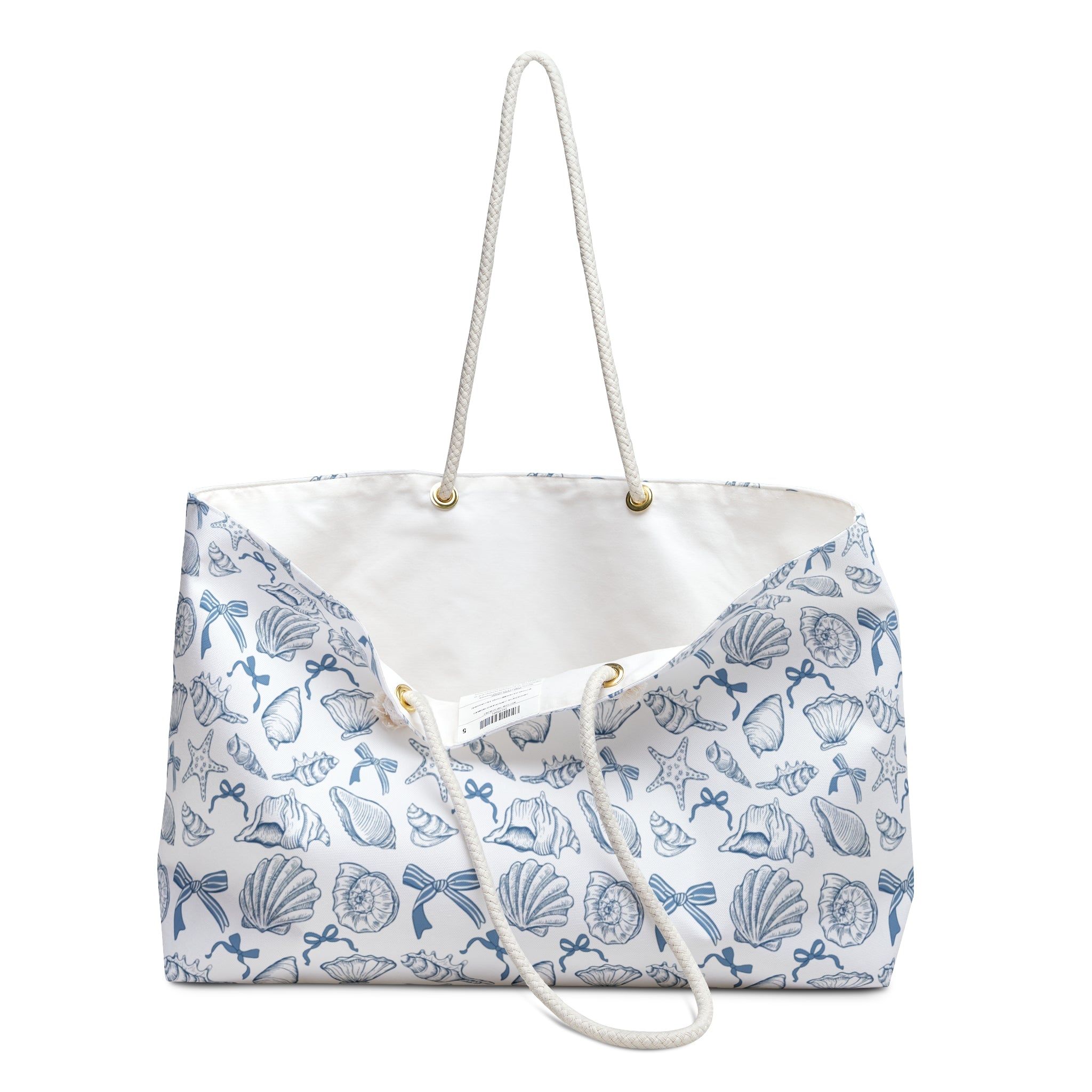Seashell Pattern Weekender Bag — Coastal Beach Tote for Weekend Getaways