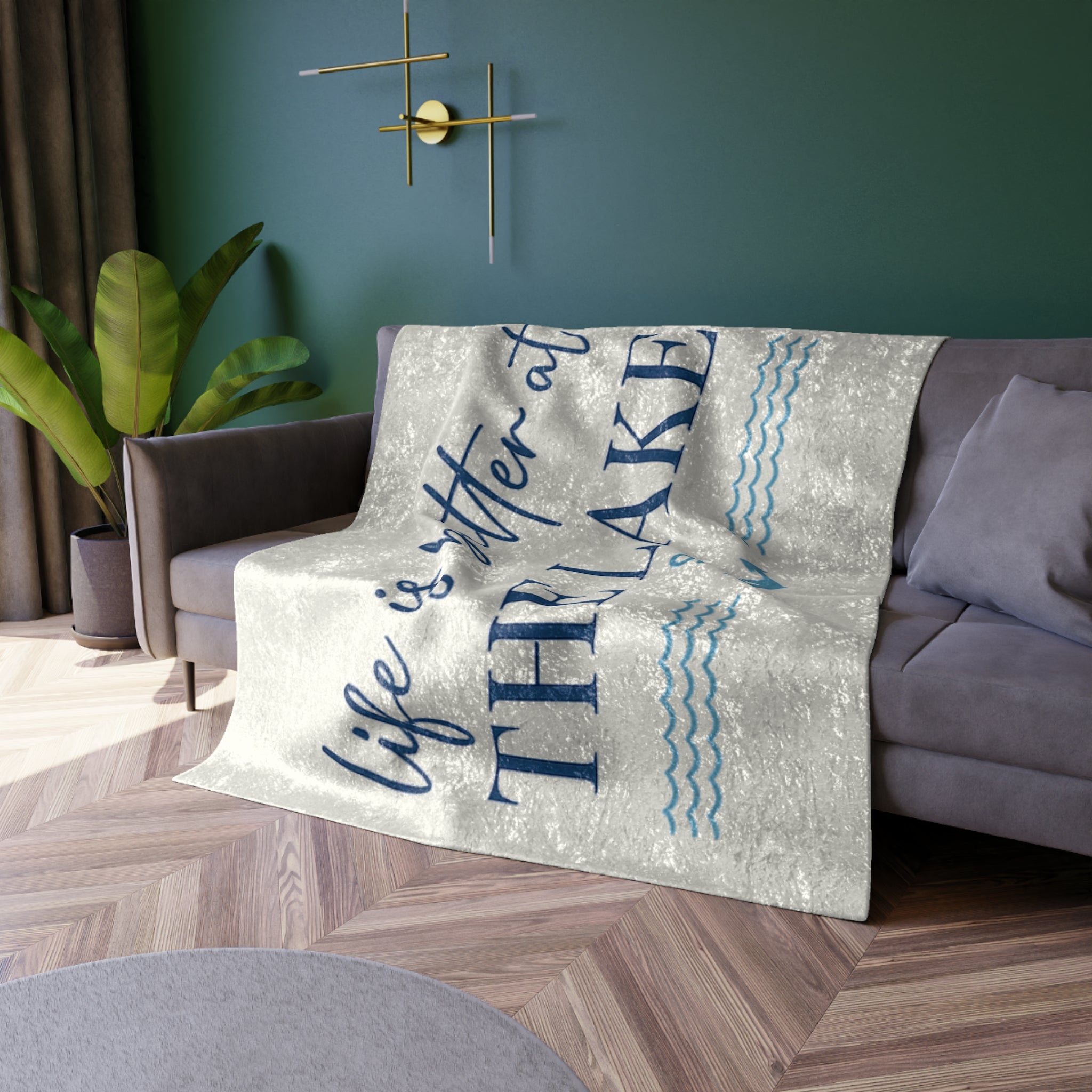 Life Is Better at the Lake Crushed Velvet Blanket