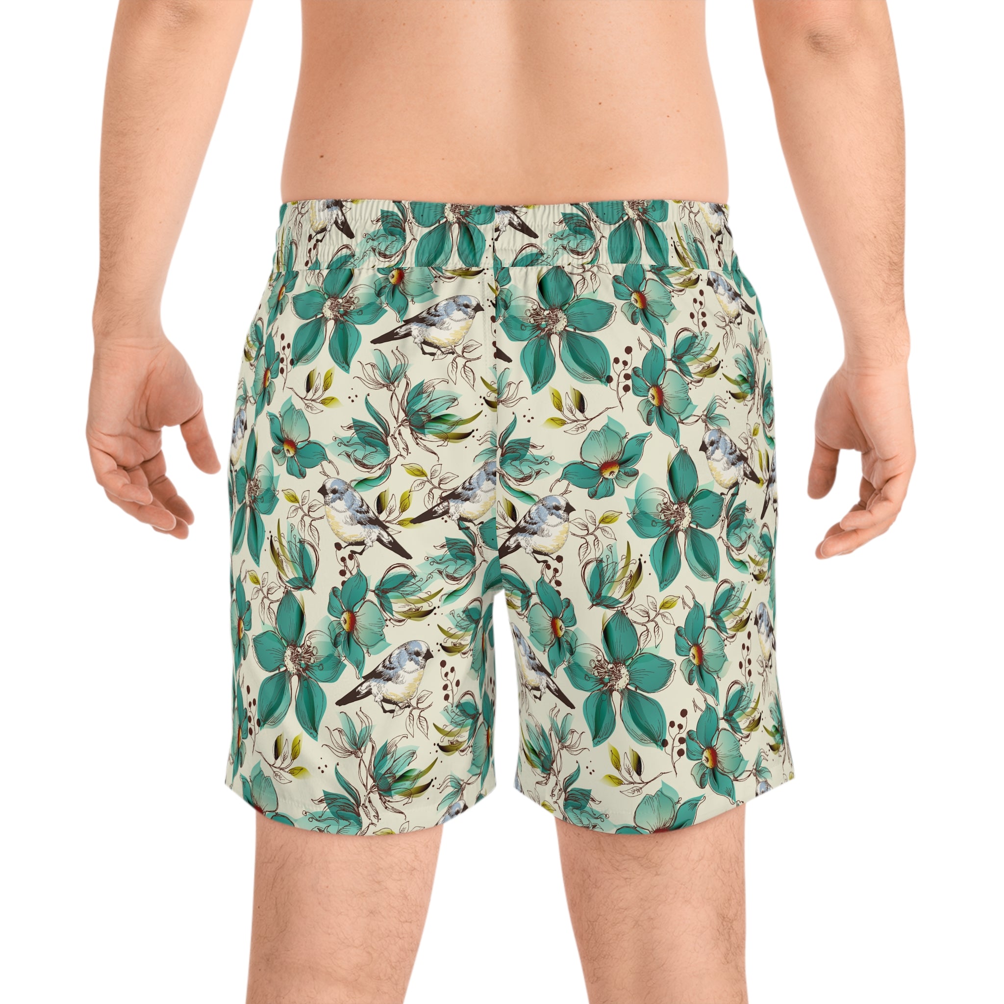 Men's Teal Floral Songbird Swim Shorts
