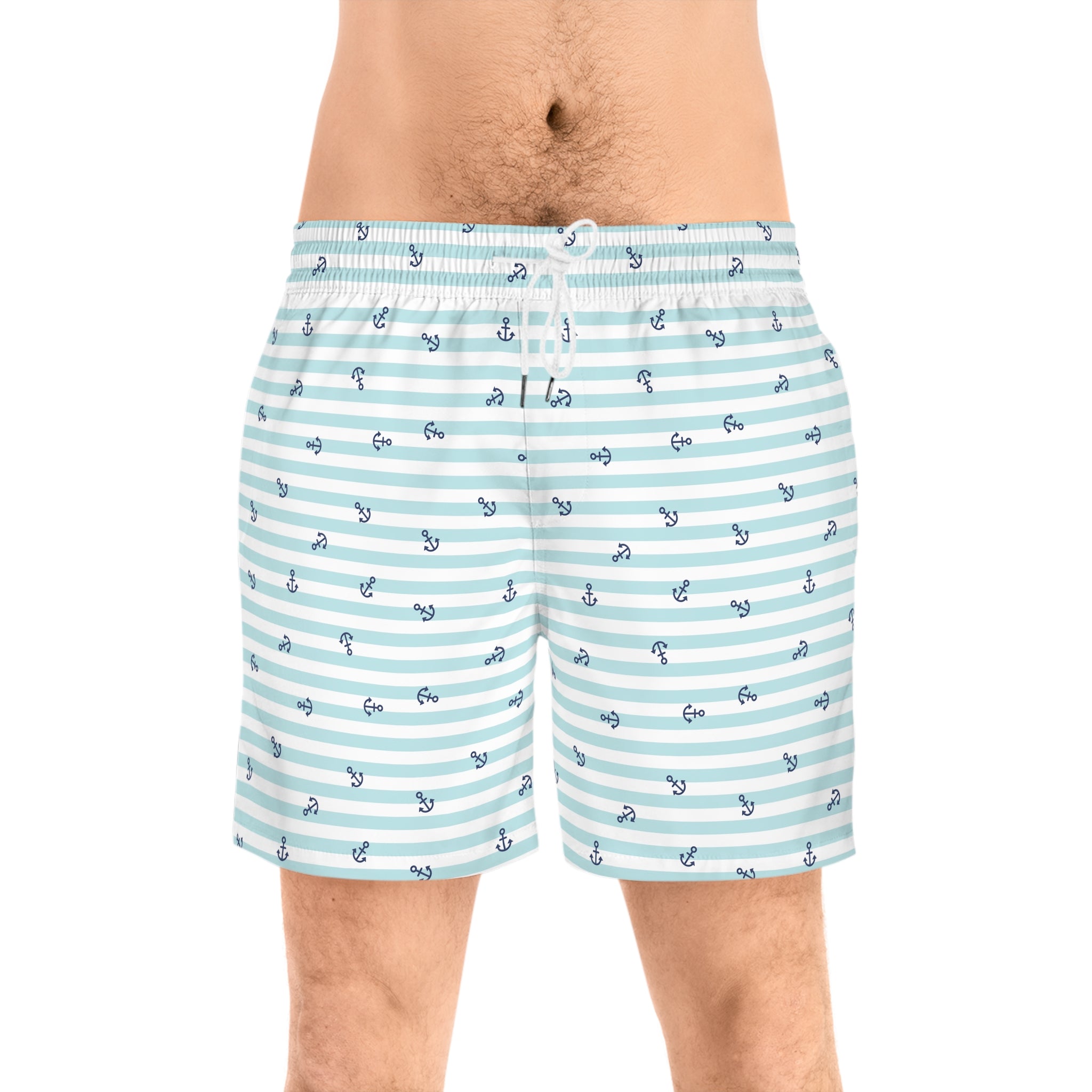 Men's Nautical Anchor Stripe Swim Shorts