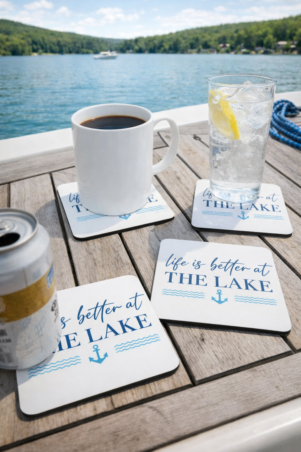 Life Is Better At The Lake Corkwood Coaster Set