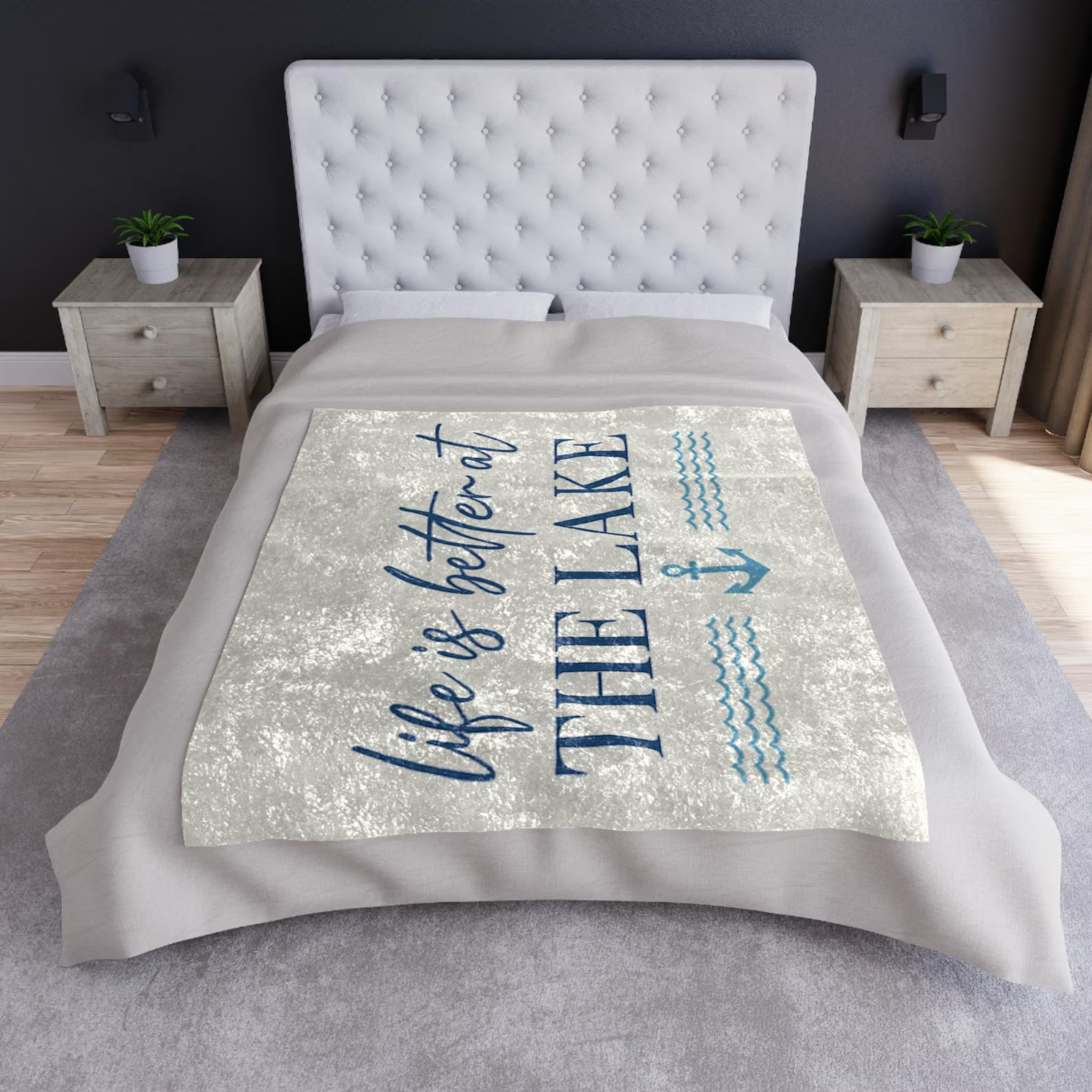 Life Is Better at the Lake Crushed Velvet Blanket