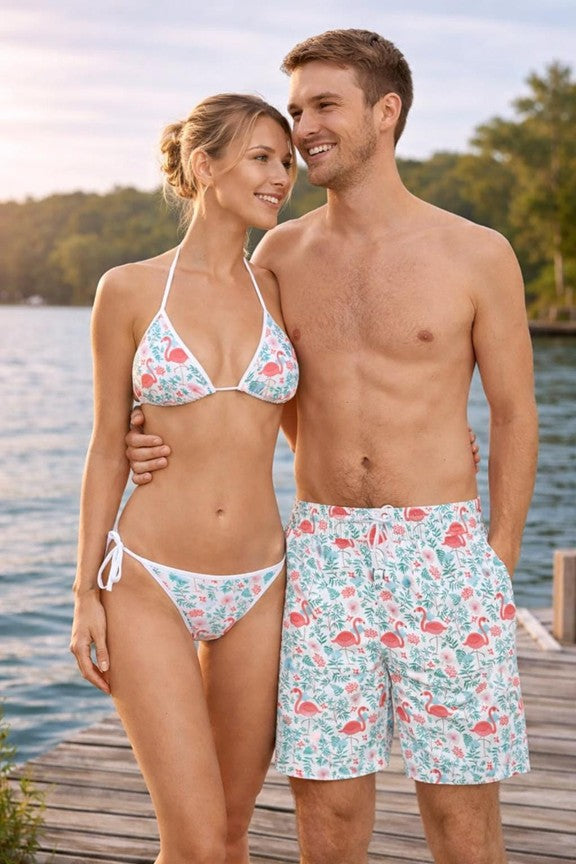 Mens Pink Flamingo Swim Shorts
