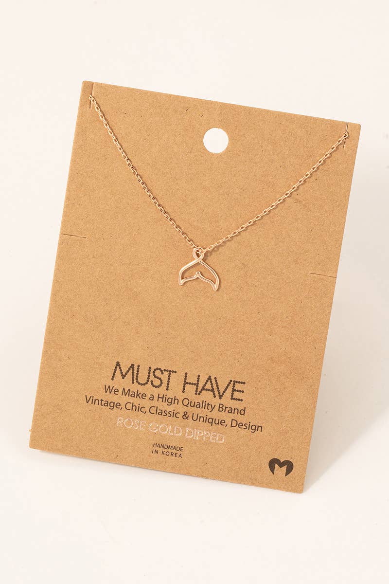 Gold Dipped Whale Tale Pendant Necklace