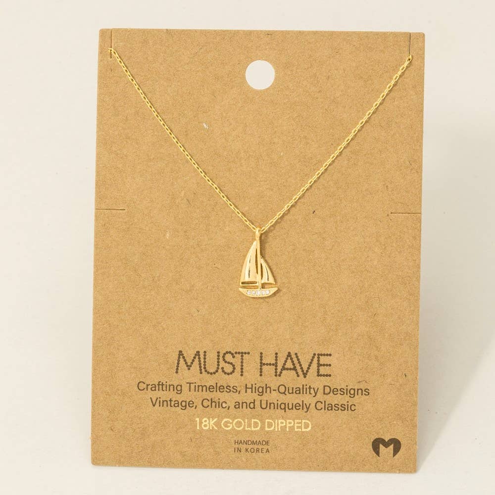 Pave Sailboat Pendant Necklace