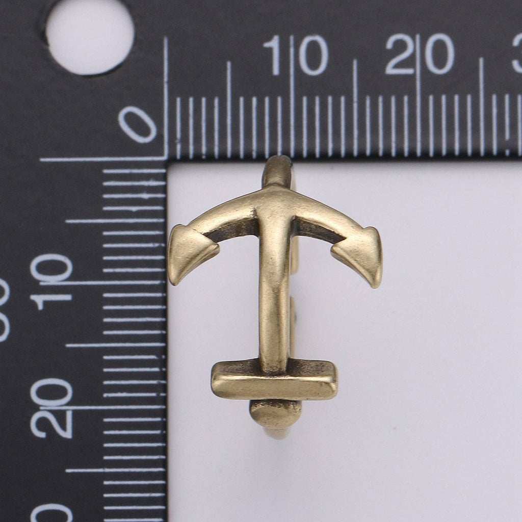1x Sideways Anchor Ring in Gold or Antique Gold - Sideways A