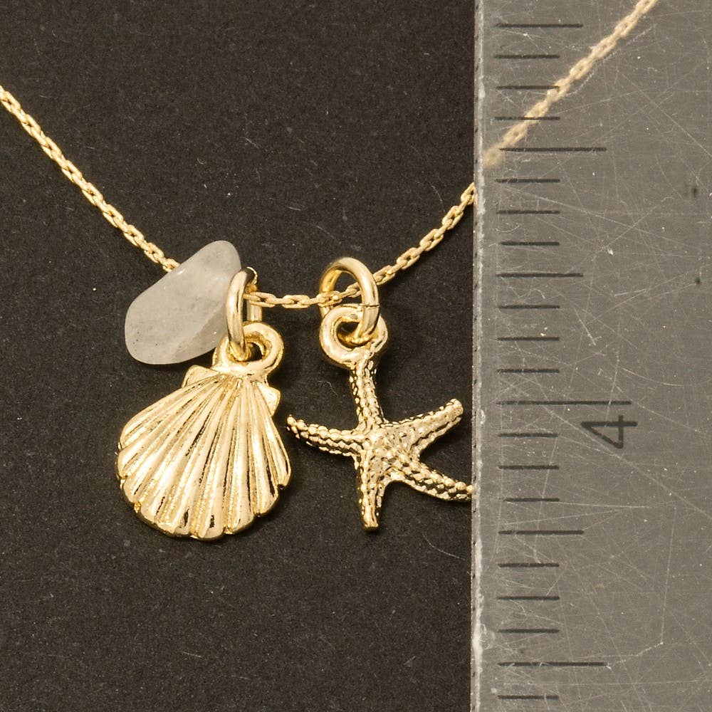 Sea Life And Stone Charm Dainty Chain Necklace