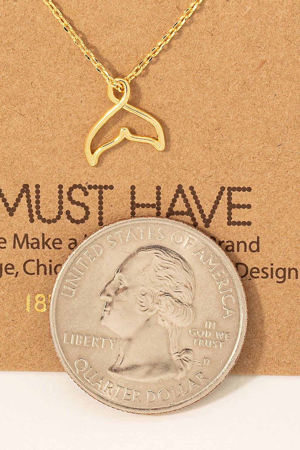 Gold Dipped Whale Tale Pendant Necklace