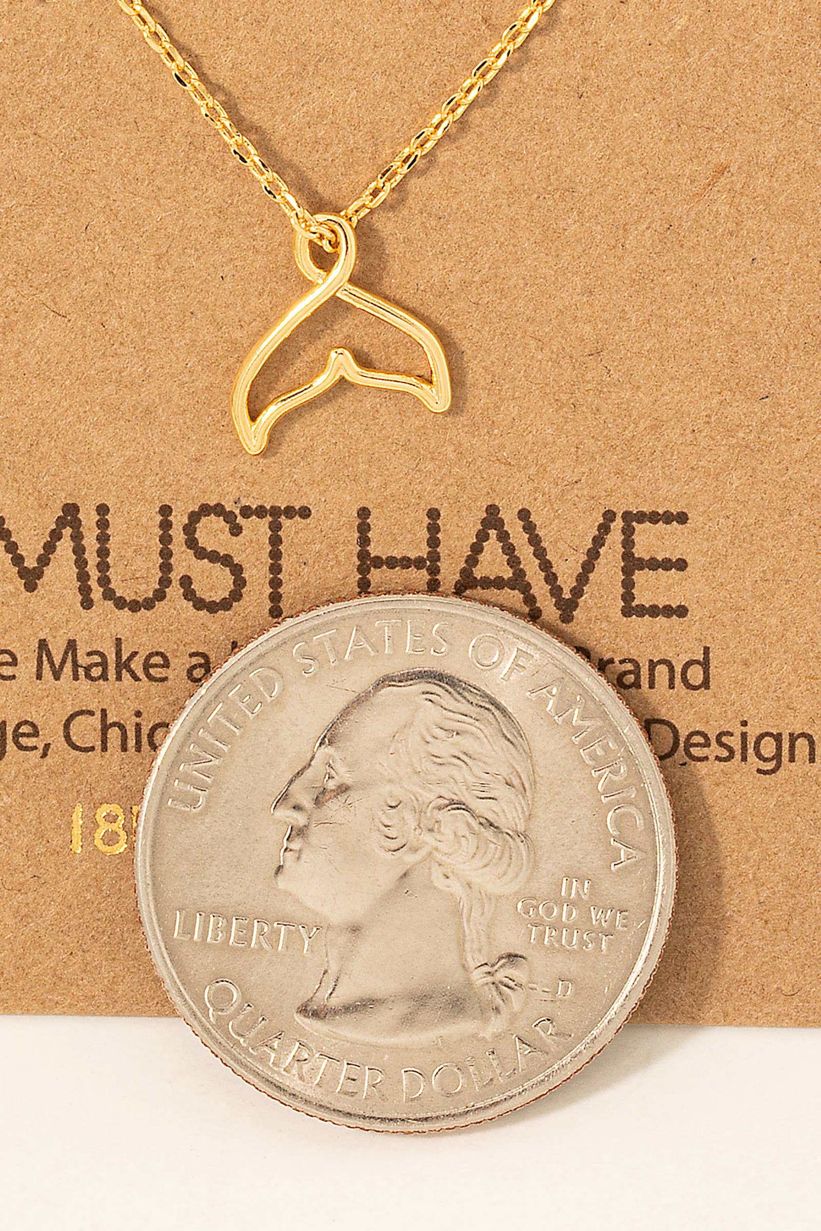 Gold Dipped Whale Tale Pendant Necklace