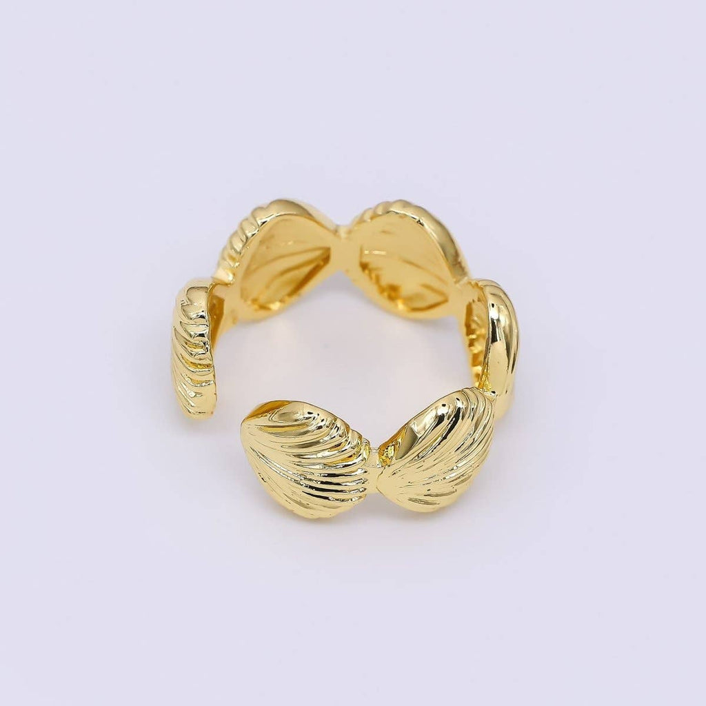 24K Gold Filled Linked Sea Clam Shell Adjustable Open Ring | O1462