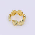 24K Gold Filled Linked Sea Clam Shell Adjustable Open Ring | O1462