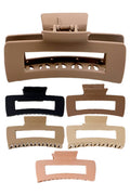 Wide Block Matte Earth Tone Hair Claw - 4 Inch