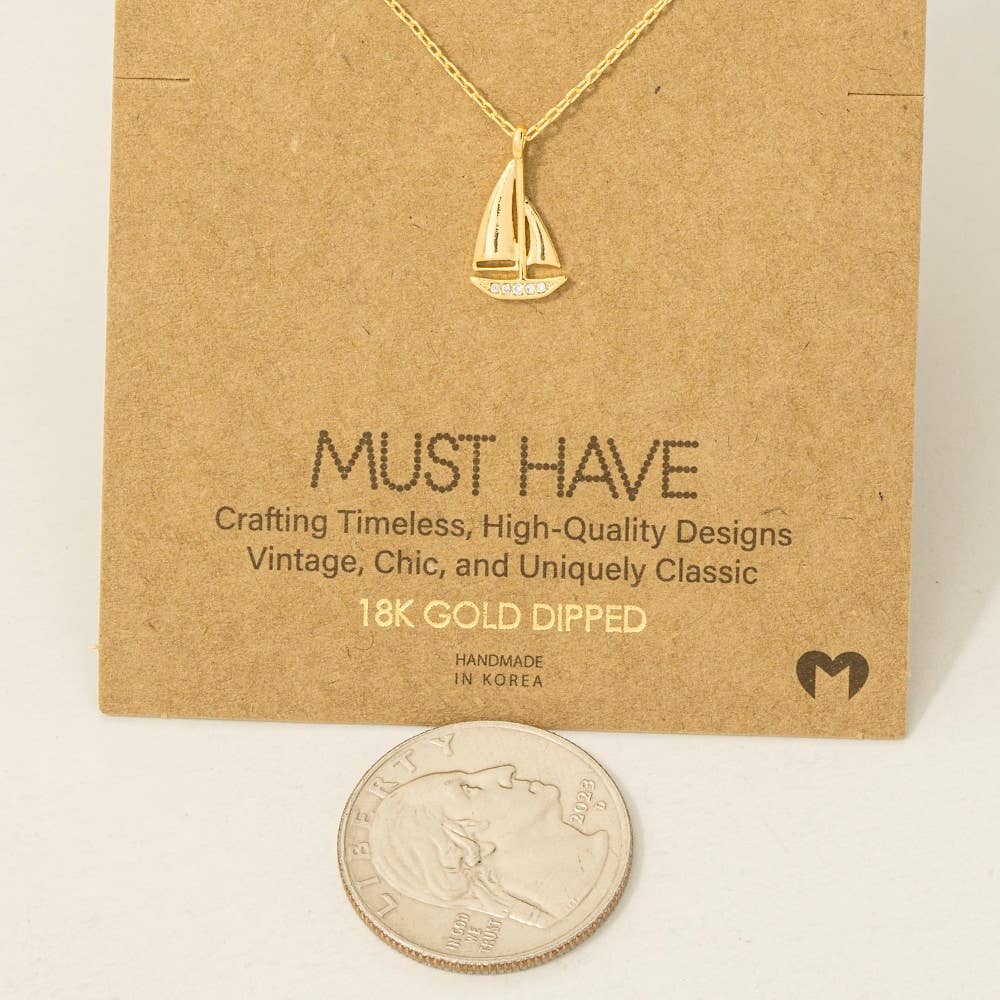 Pave Sailboat Pendant Necklace