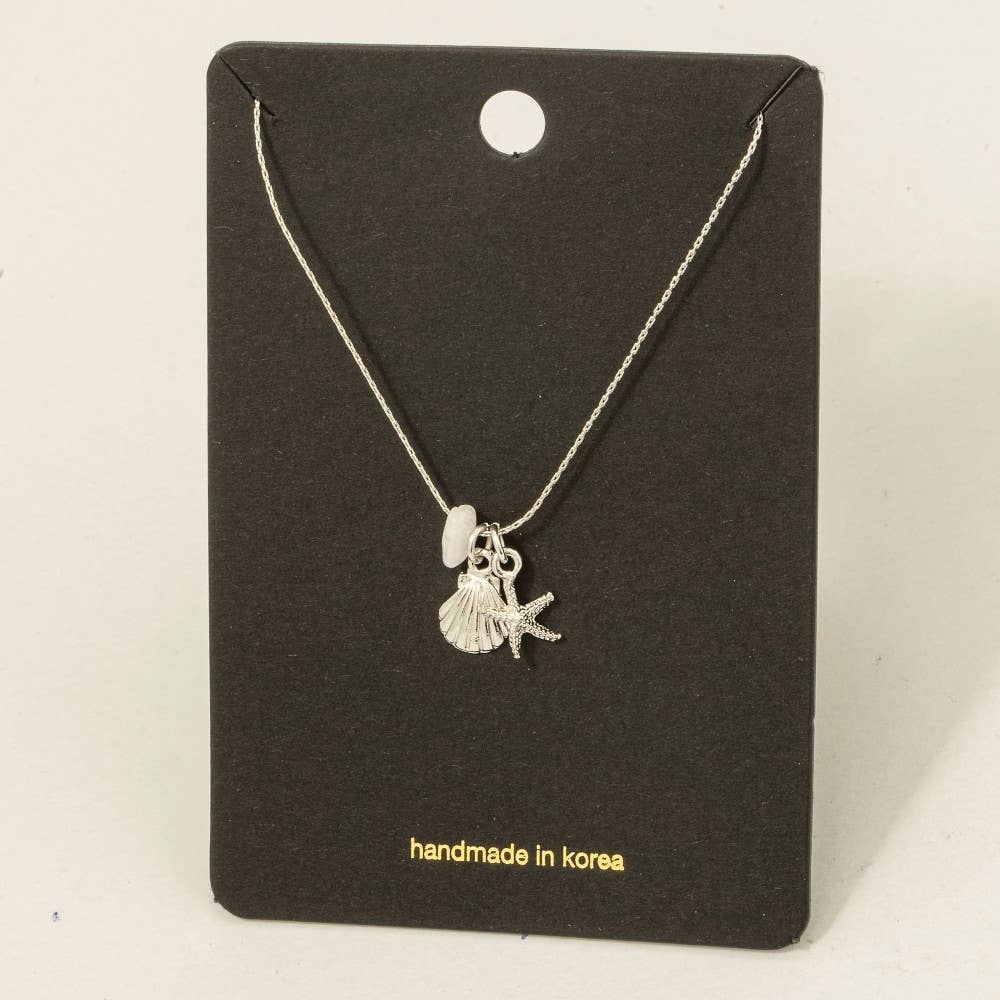 Sea Life And Stone Charm Dainty Chain Necklace