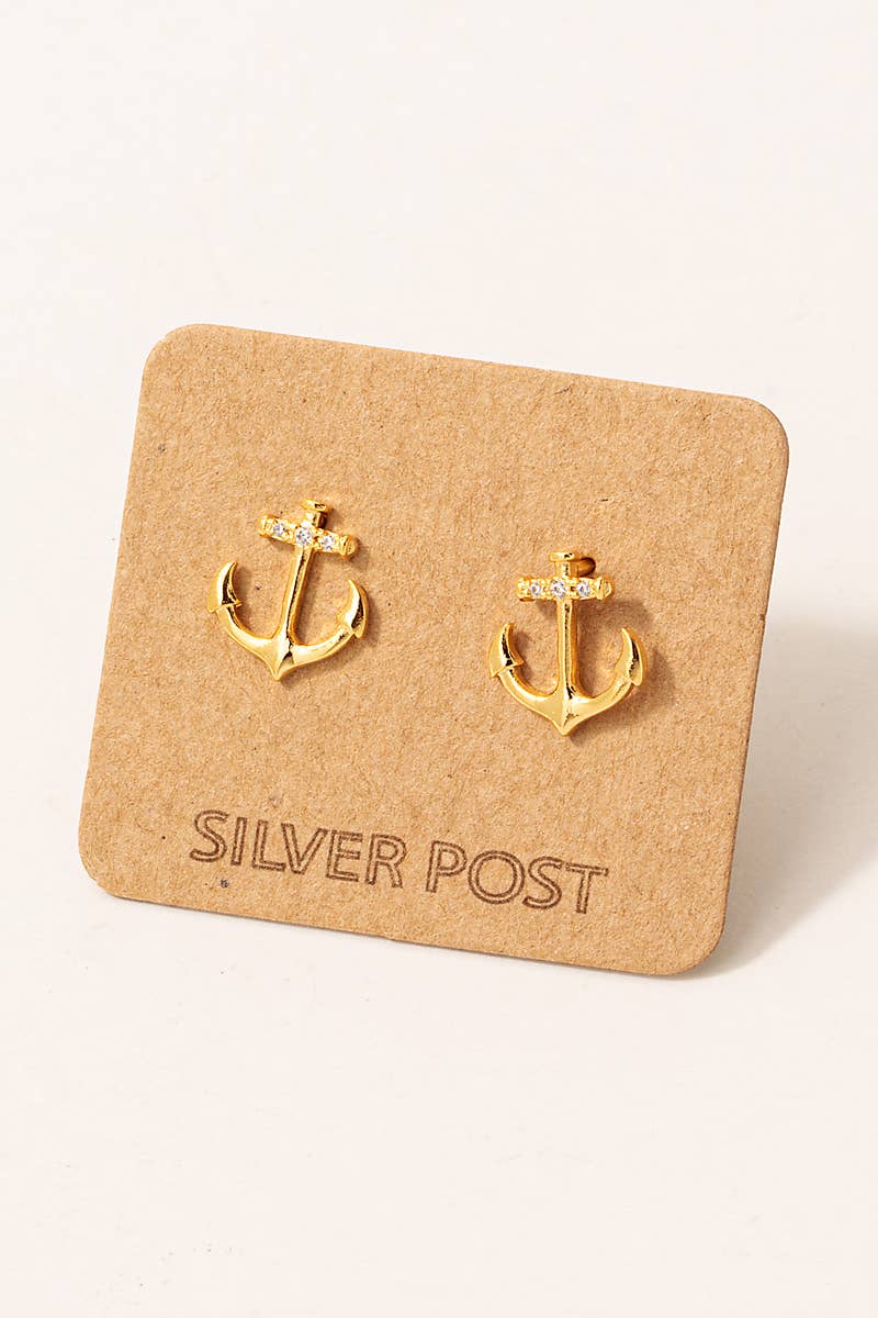 Studded Anchor Stud Earrings