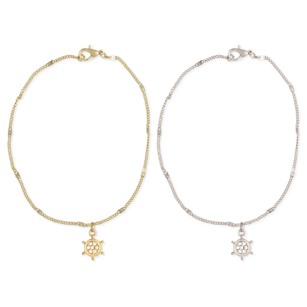 Smooth Sailing Ship Wheel Charm Anklet