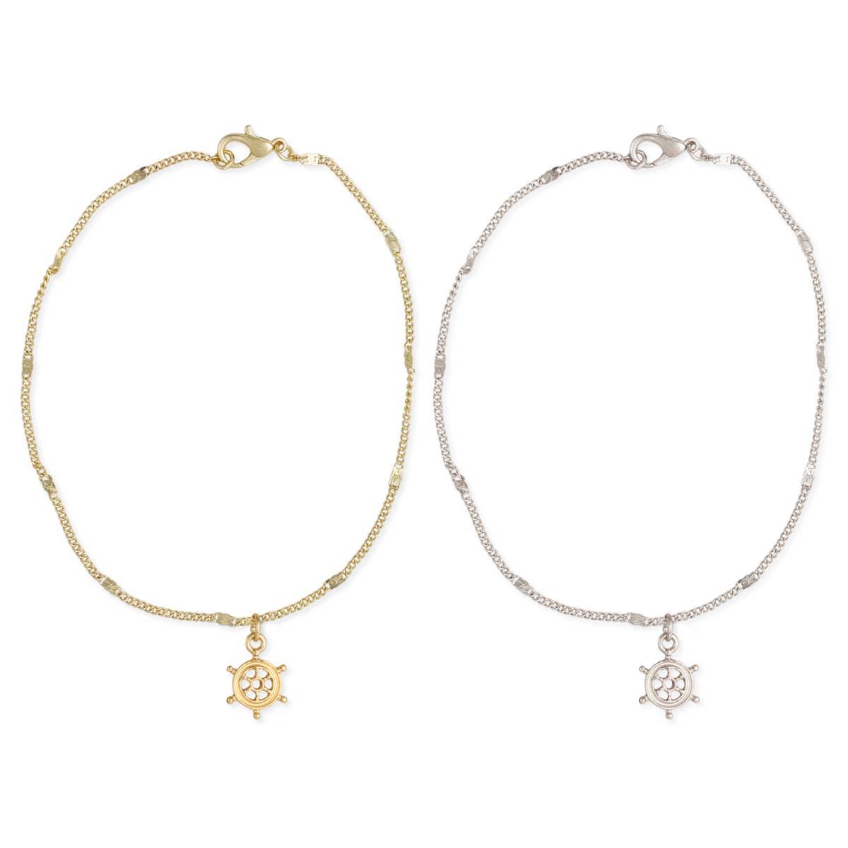 Smooth Sailing Ship Wheel Charm Anklet