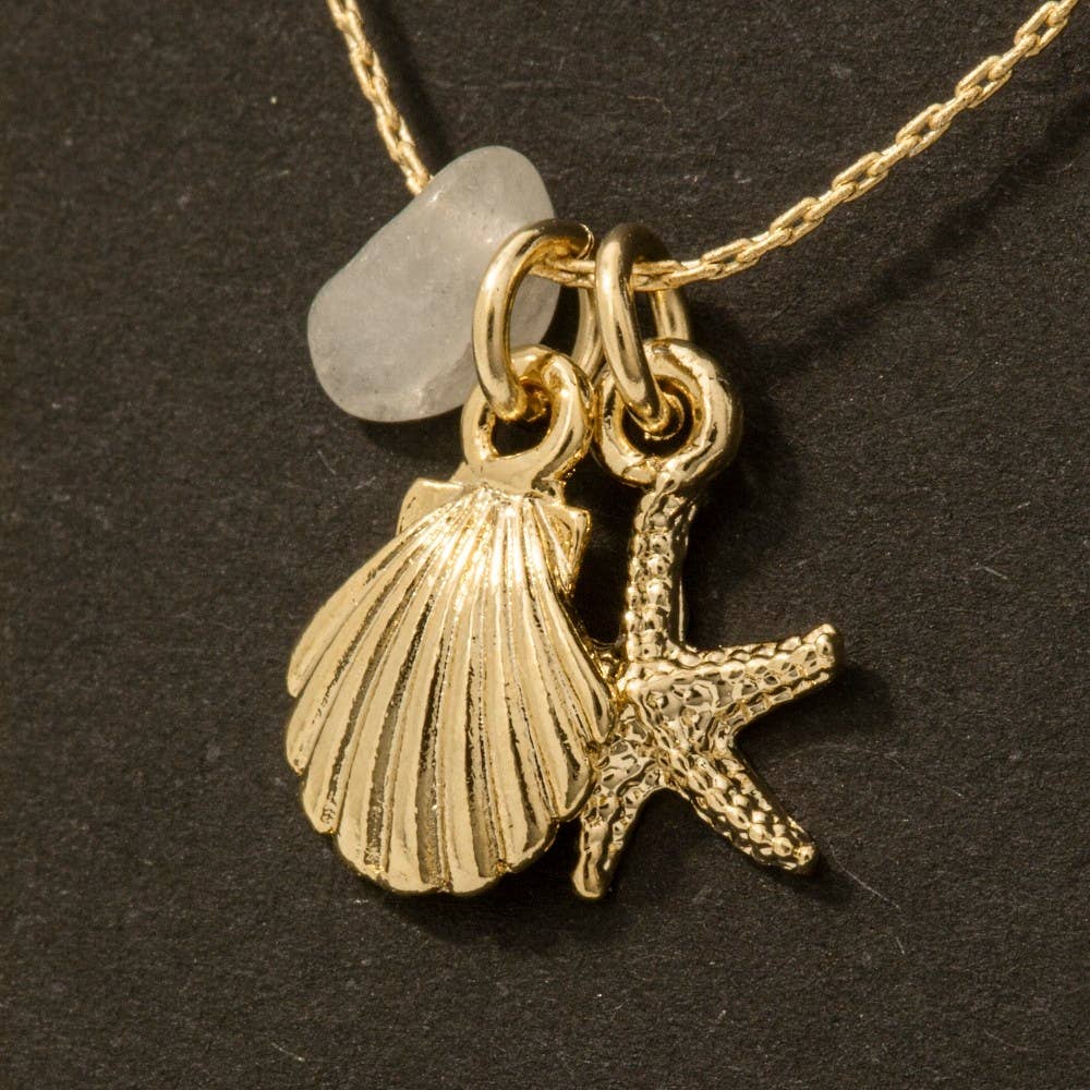 Sea Life And Stone Charm Dainty Chain Necklace