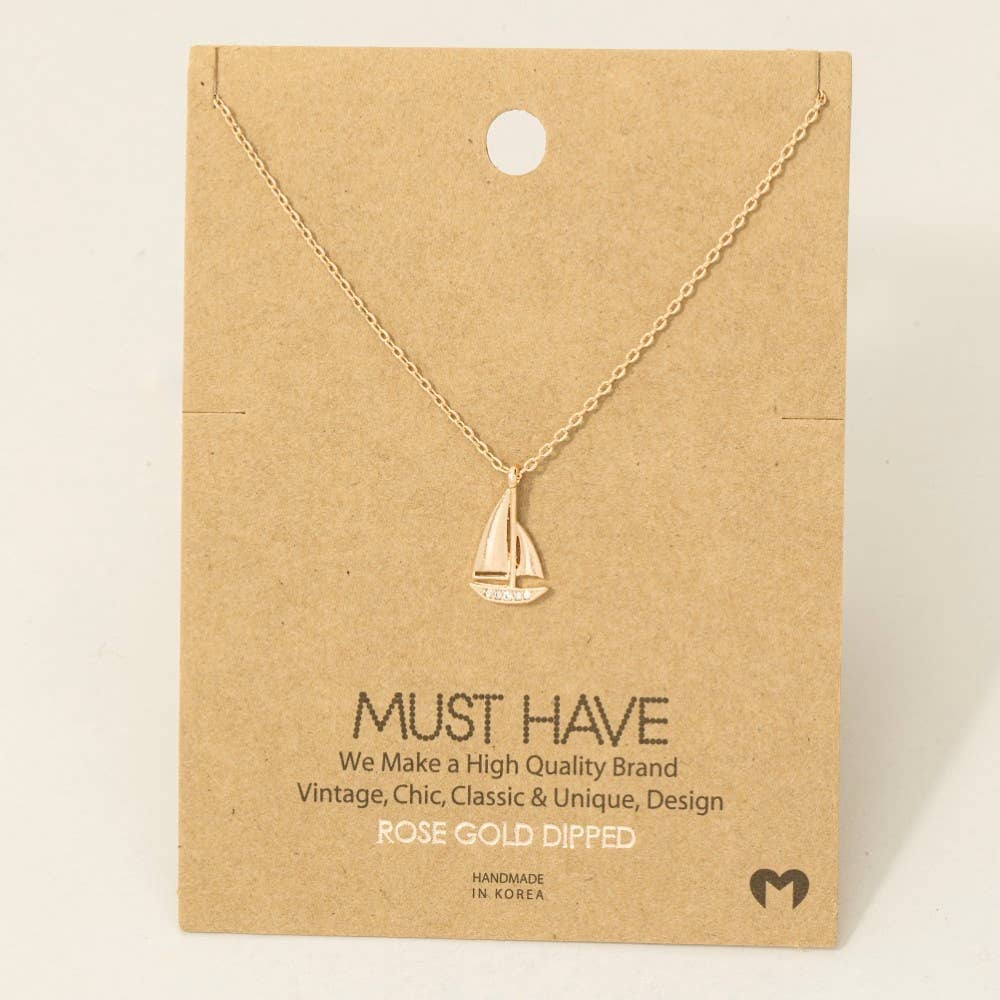 Pave Sailboat Pendant Necklace
