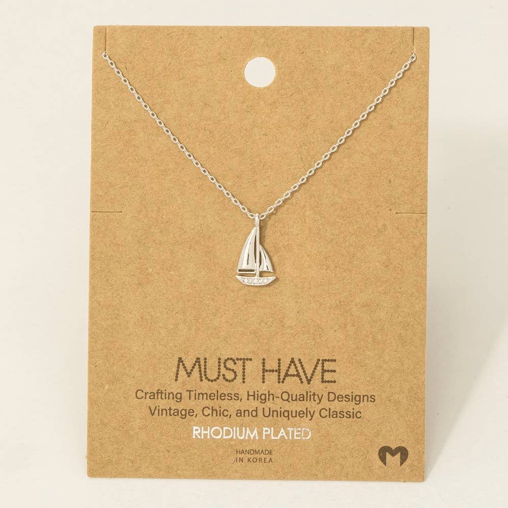 Pave Sailboat Pendant Necklace