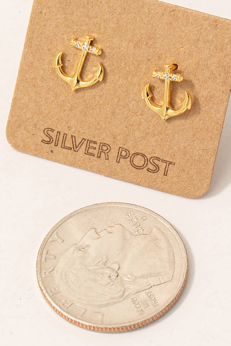 Studded Anchor Stud Earrings