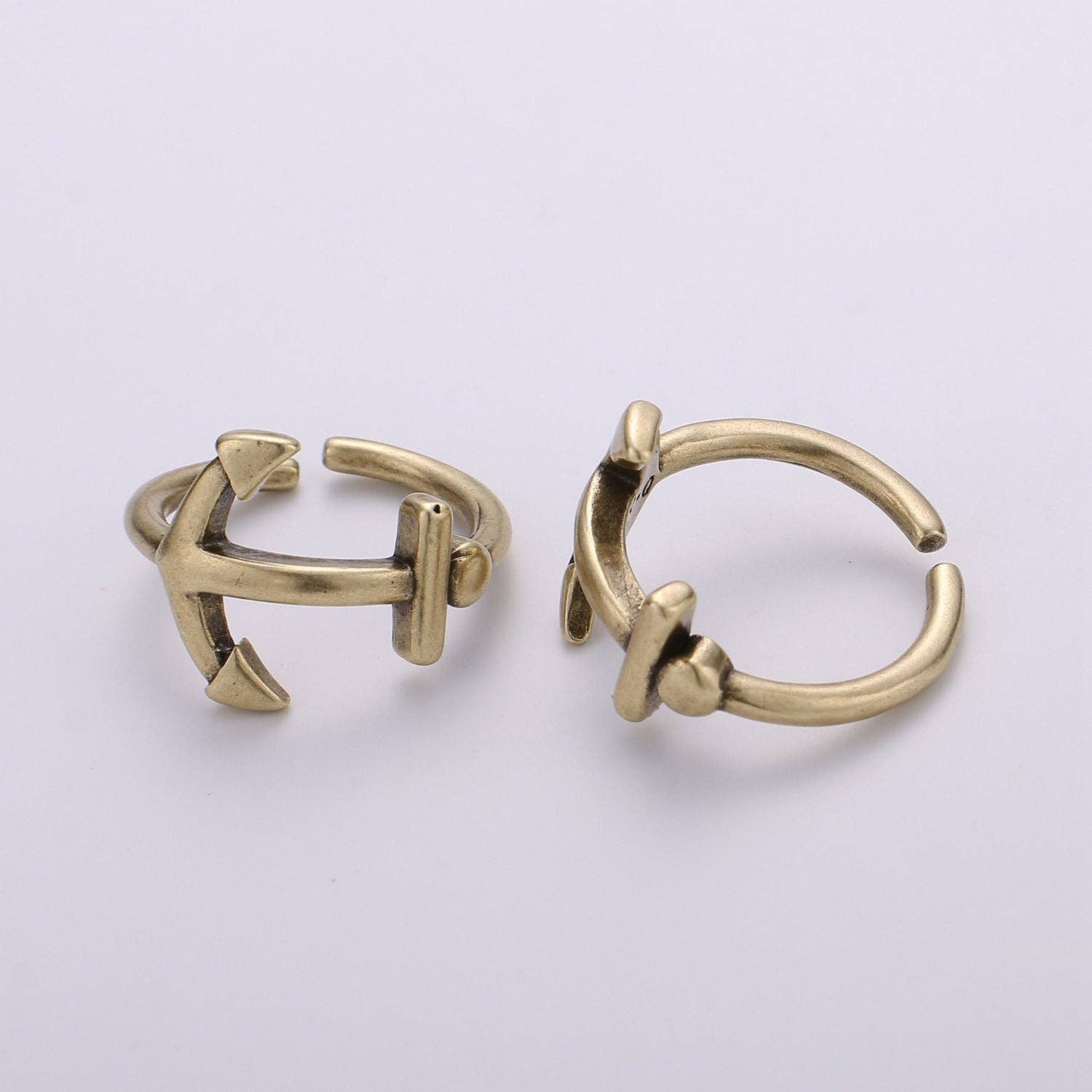 1x Sideways Anchor Ring in Gold or Antique Gold - Sideways A