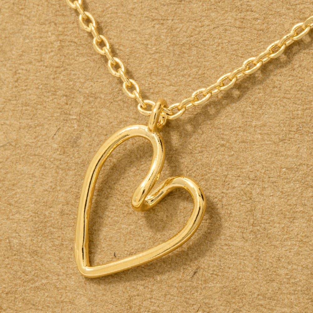 Gold Dipped Wire Heart Pendant Necklace