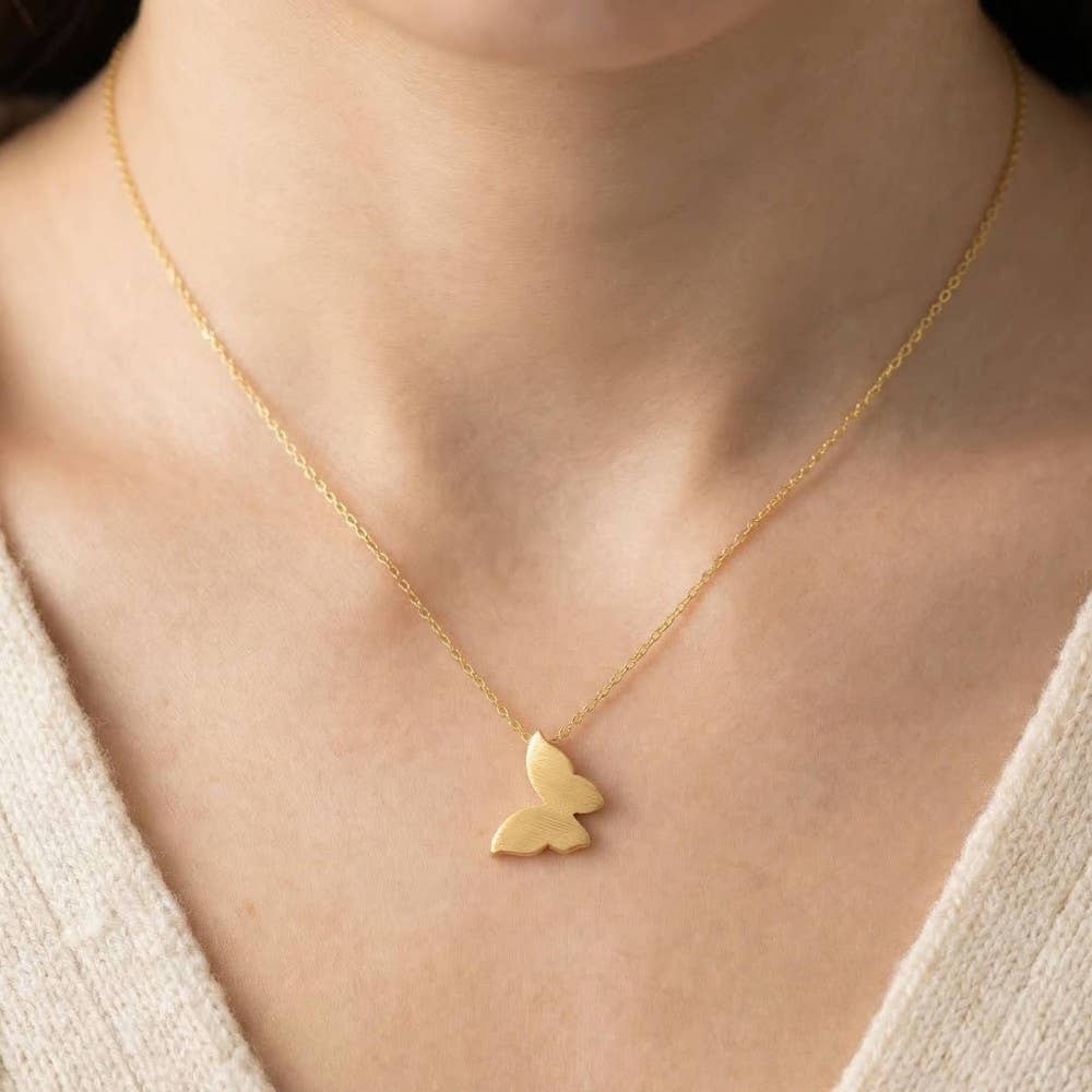 Gold Dipped Mini Butterfly Pendant Necklace