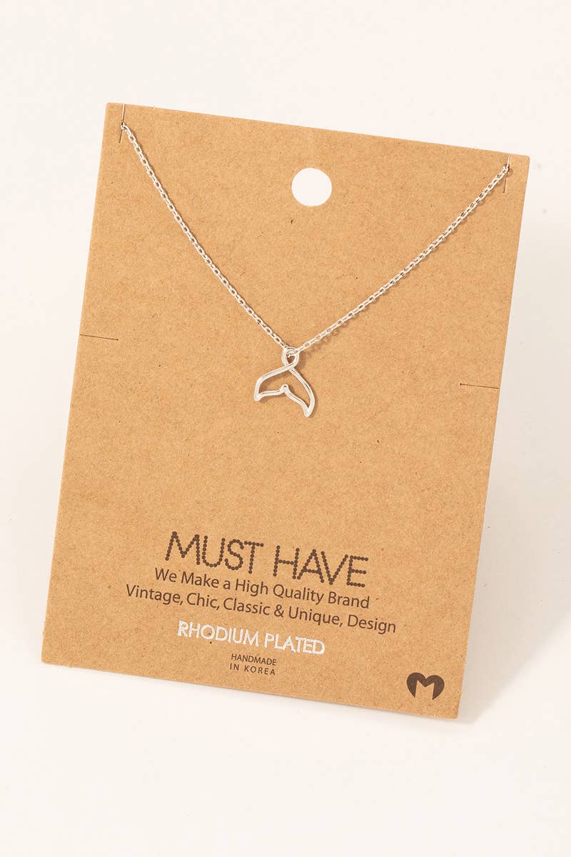 Gold Dipped Whale Tale Pendant Necklace