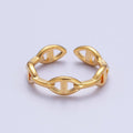 24K Gold Filled Anchor Mariner Chain Link Adjustable Gold Ring | S-382