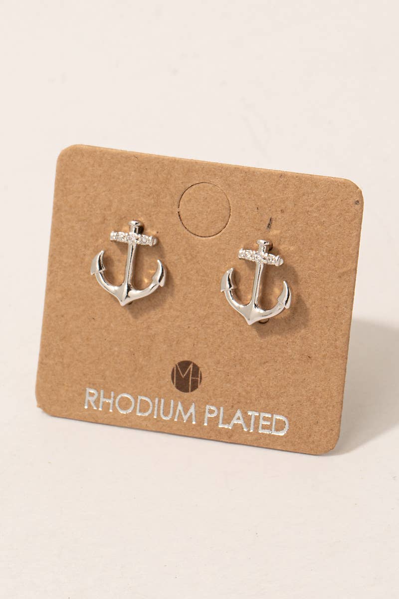 Studded Anchor Stud Earrings